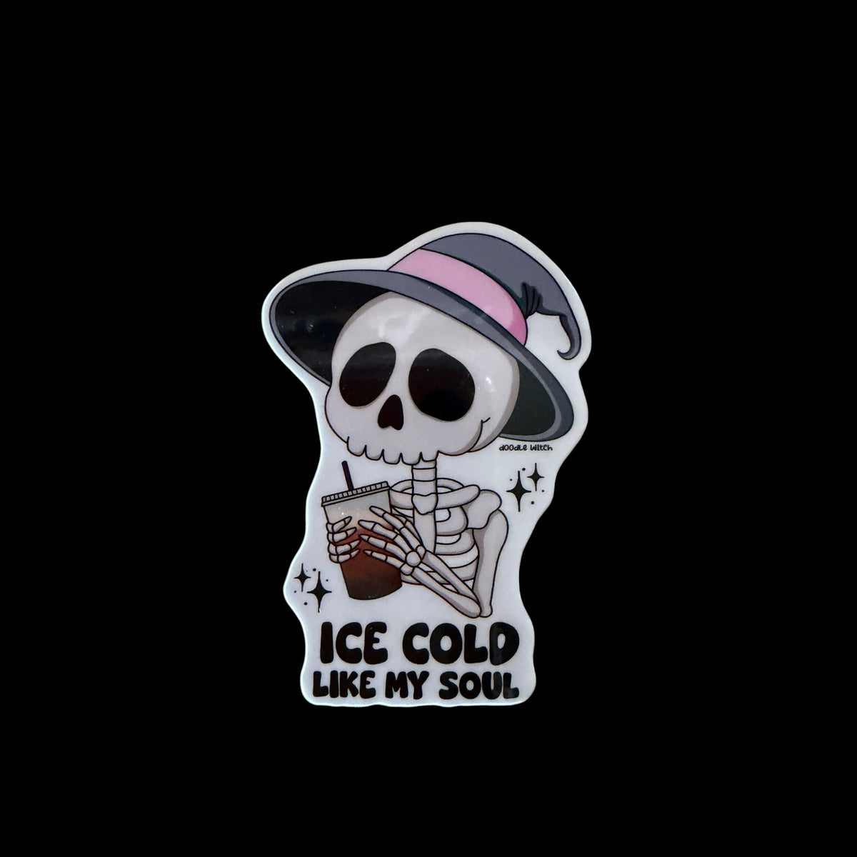 Ice Cold Coffee Lover Skeleton Sticker