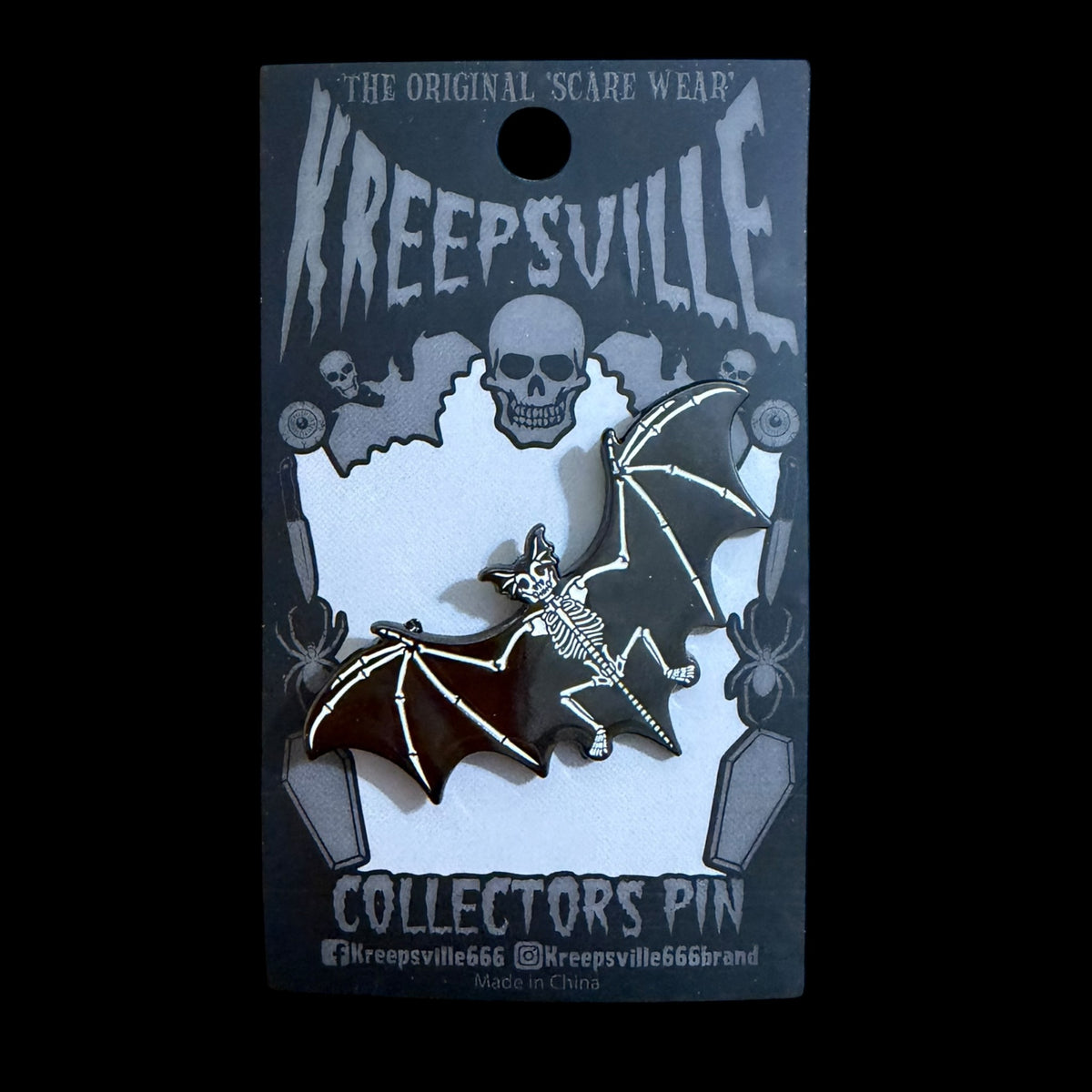 Skele Bat Glow Enamel Pin